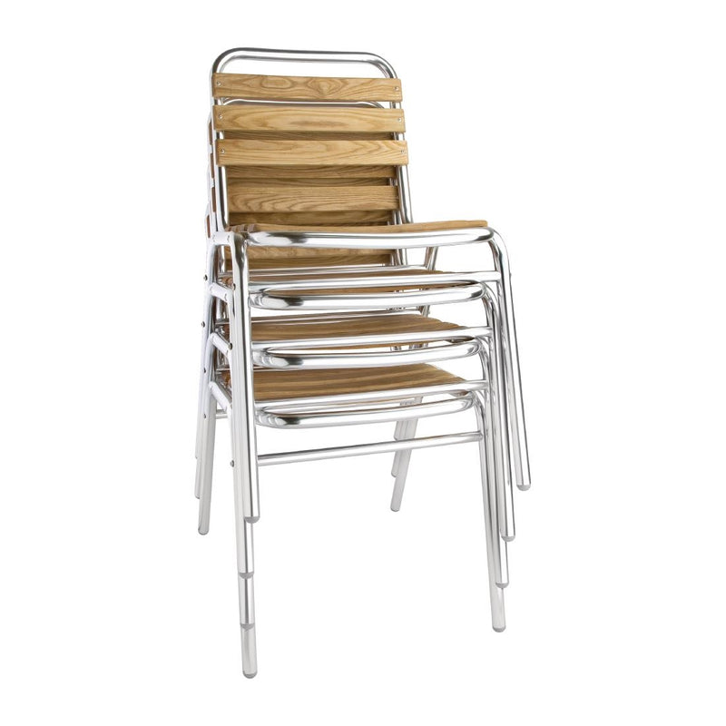 Bolero Aluminium & Ash Bistro Side Chairs (Pack of 4)