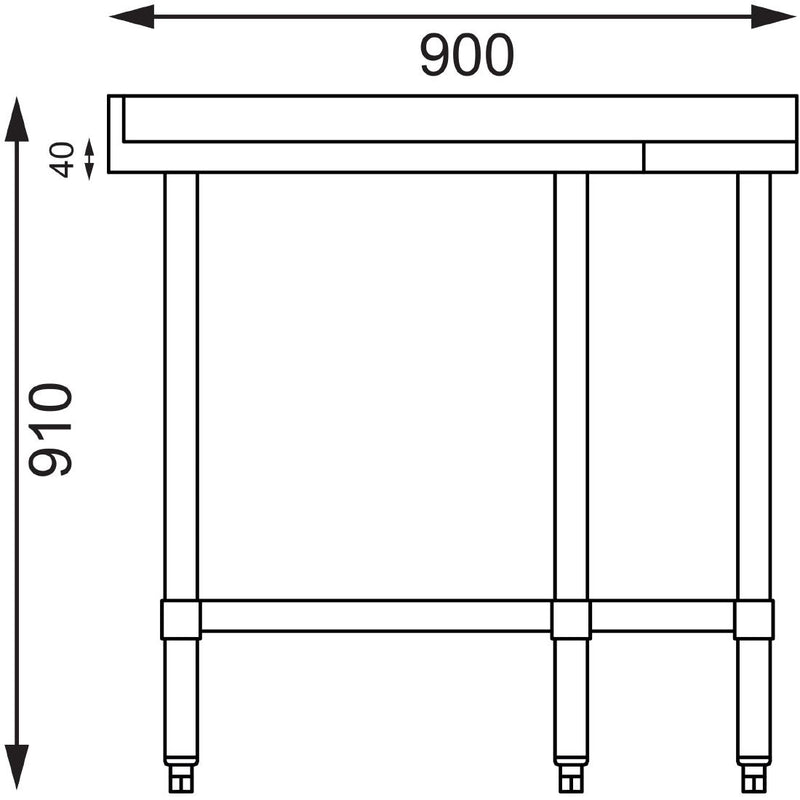 Vogue Edelstahl-Ecktisch 700 mm