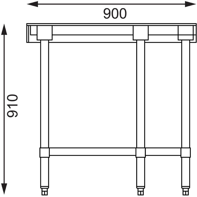 Vogue Edelstahl-Ecktisch 700 mm