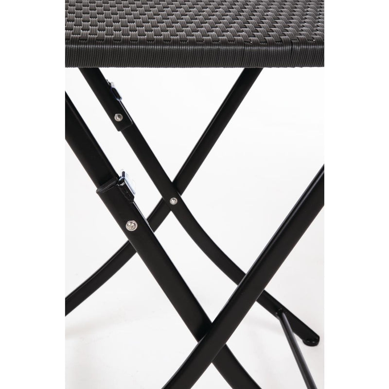 Bolero Square PE Wicker Folding Table Black 600mm