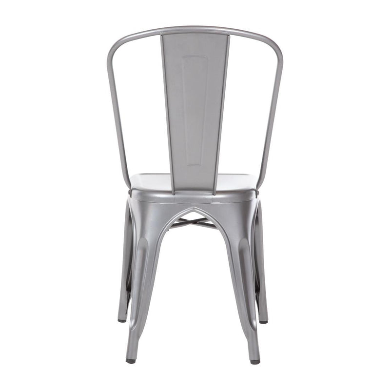 Bolero Bistro Steel Side Chairs Gun Metal Grey (Pack of 4)