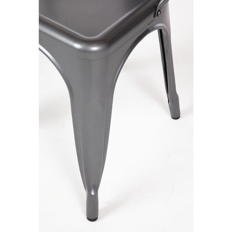 Bolero Bistro Steel Side Chairs Gun Metal Grey (Pack of 4)