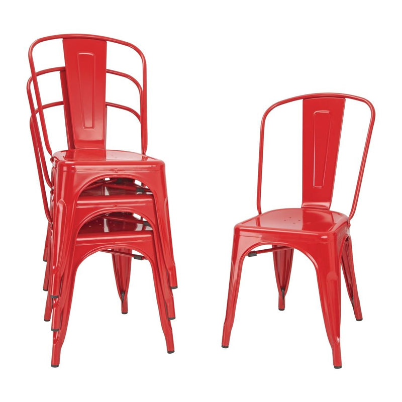 Bolero Bistro Steel Side Chair Red (Pack of 4)