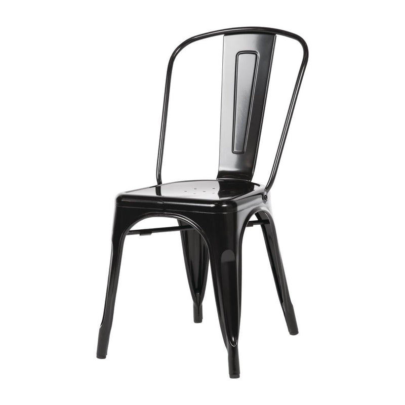 Bolero Bistro Steel Side Chairs Black (Pack of 4)