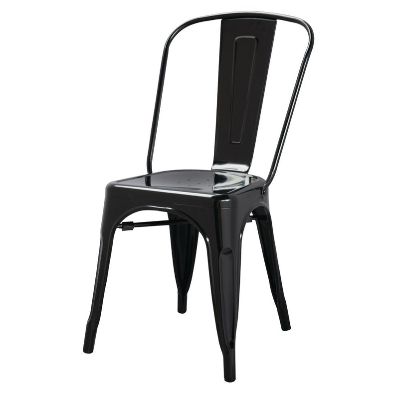 Bolero Bistro Steel Side Chairs Black (Pack of 4)