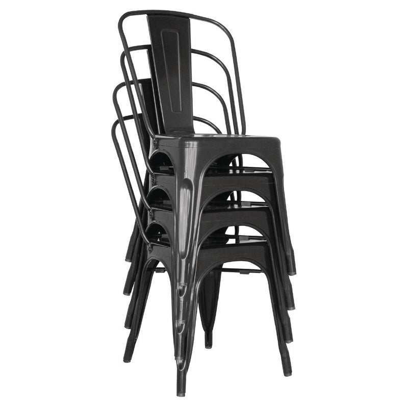 Bolero Bistro Steel Side Chairs Black (Pack of 4)