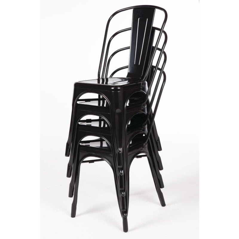 Bolero Bistro Steel Side Chairs Black (Pack of 4)