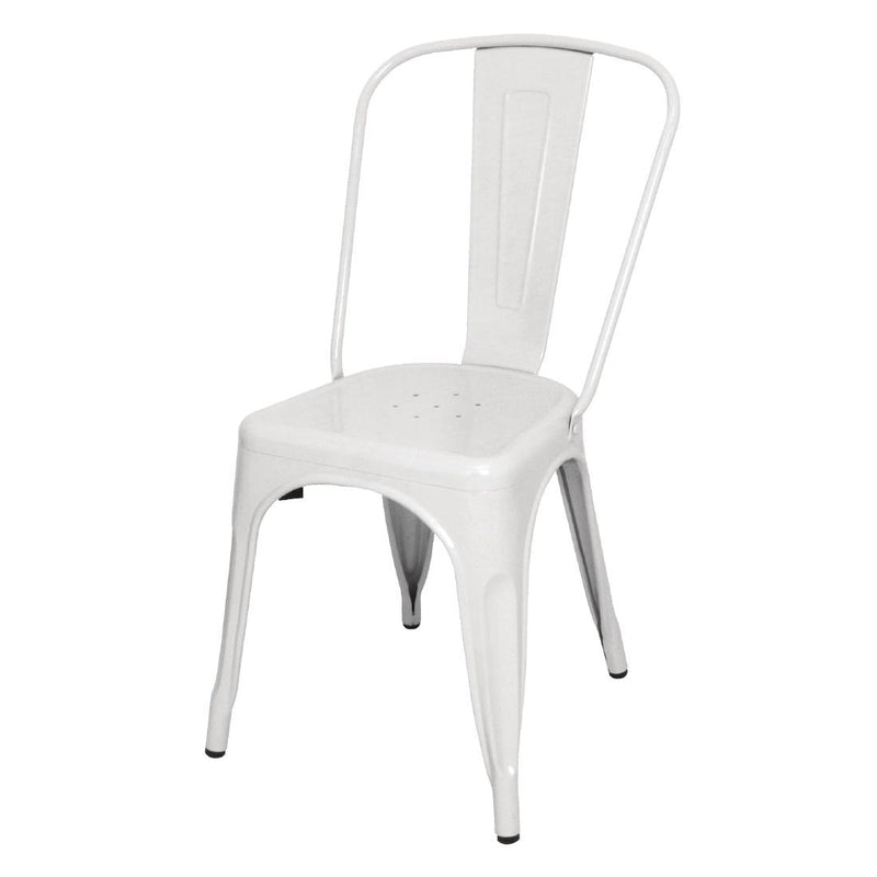 Bolero Bistro Steel Side Chair White (Pack of 4)