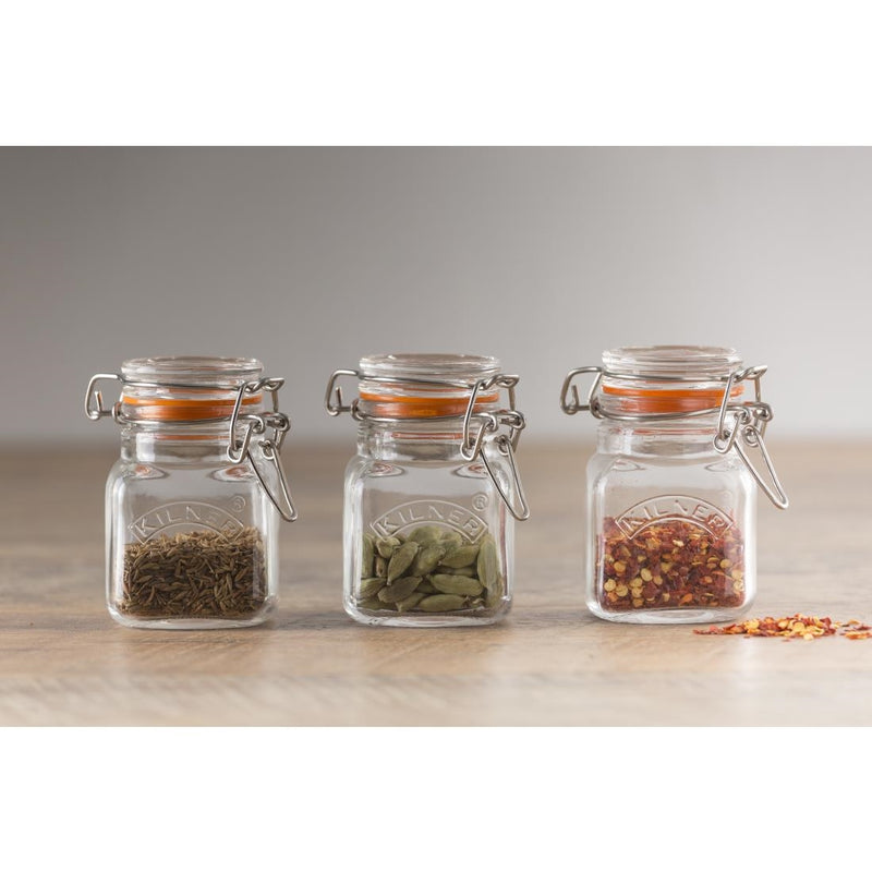 Kilner Gewürzglas mit Clipverschluss, quadratisch, 70 ml