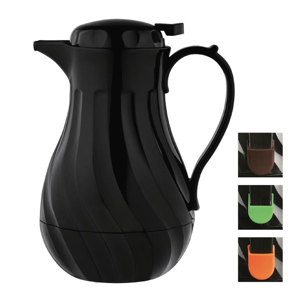 Olympia Insulated Swirl Jug Black 2Ltr