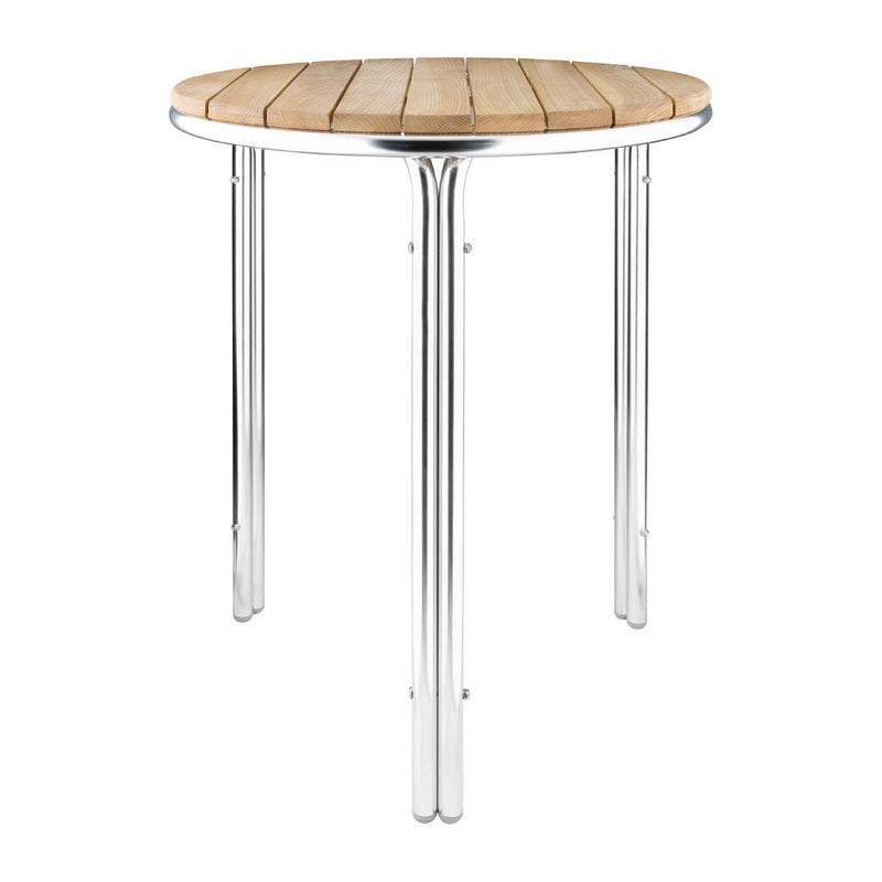 Bolero Round Ash and Aluminium Table 600mm