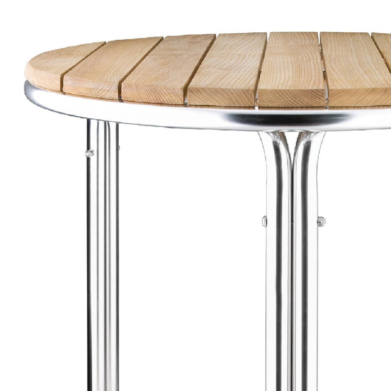 Bolero Round Ash and Aluminium Table 600mm