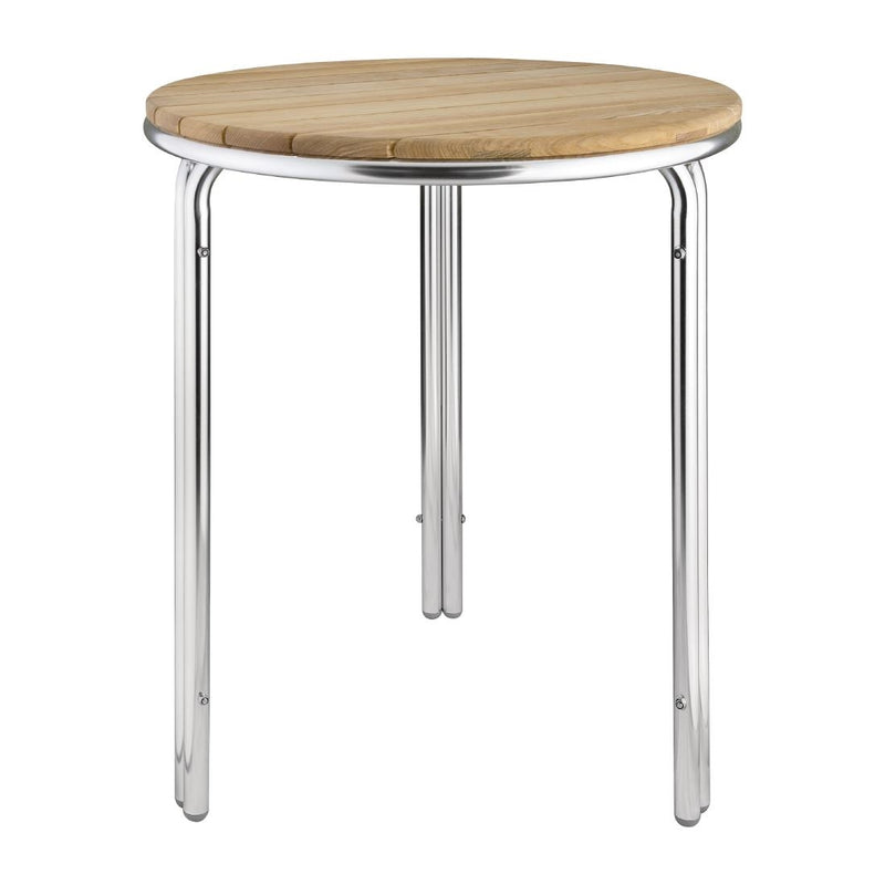 Bolero Round Ash and Aluminium Table 600mm