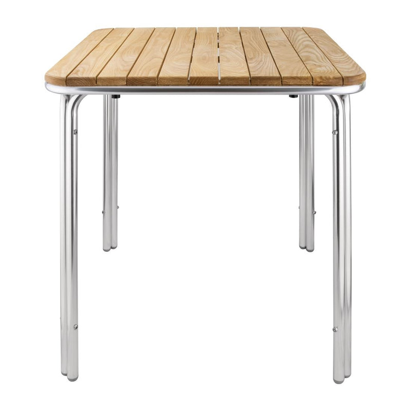 Bolero Square Ash and Aluminium Table 700mm