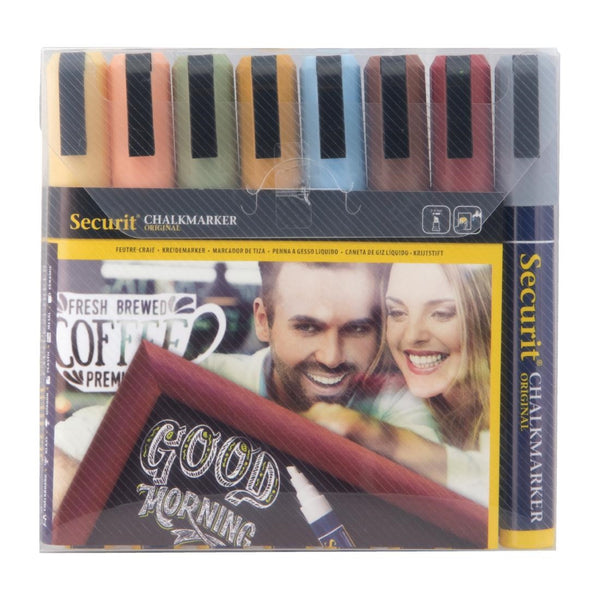 Securit Flüssigkreidestifte, 6 mm, verschiedene Erdfarben, 8 Stück