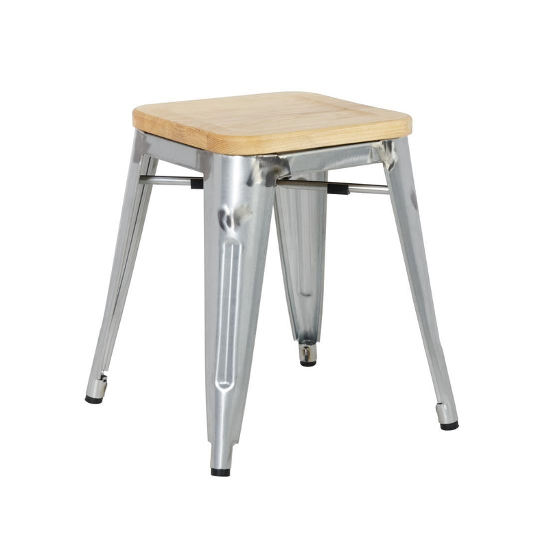 Bolero Bistro-Hocker mit Sitzpolster aus Holz, verzinkter Stahl (4er-Pack)