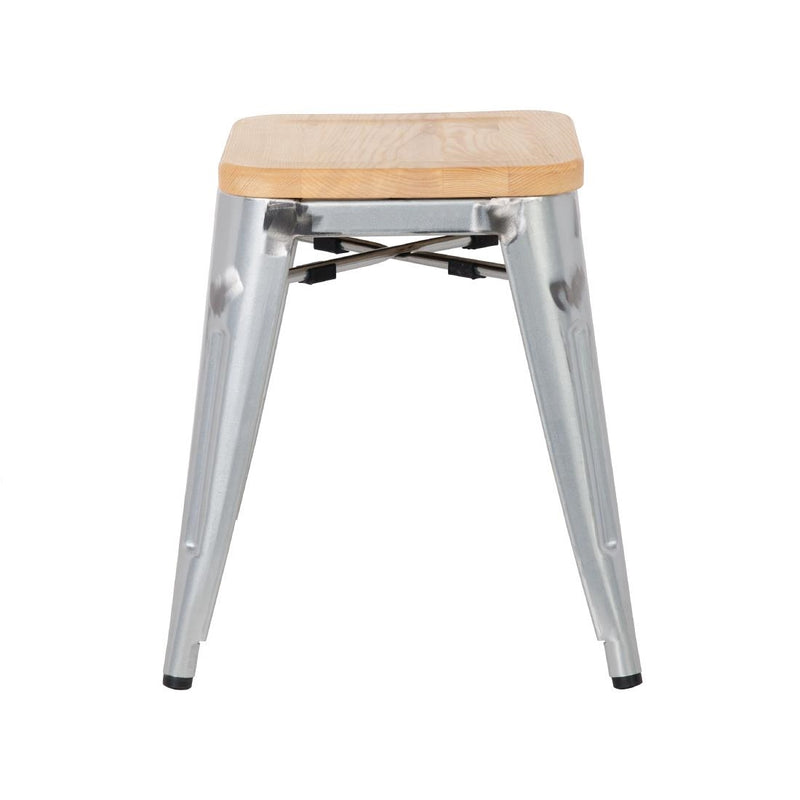 Bolero Bistro-Hocker mit Sitzpolster aus Holz, verzinkter Stahl (4er-Pack)