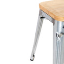 Bolero Bistro Low Stools with Wooden Seat Pad Galvanised Steel (Pack of 4)