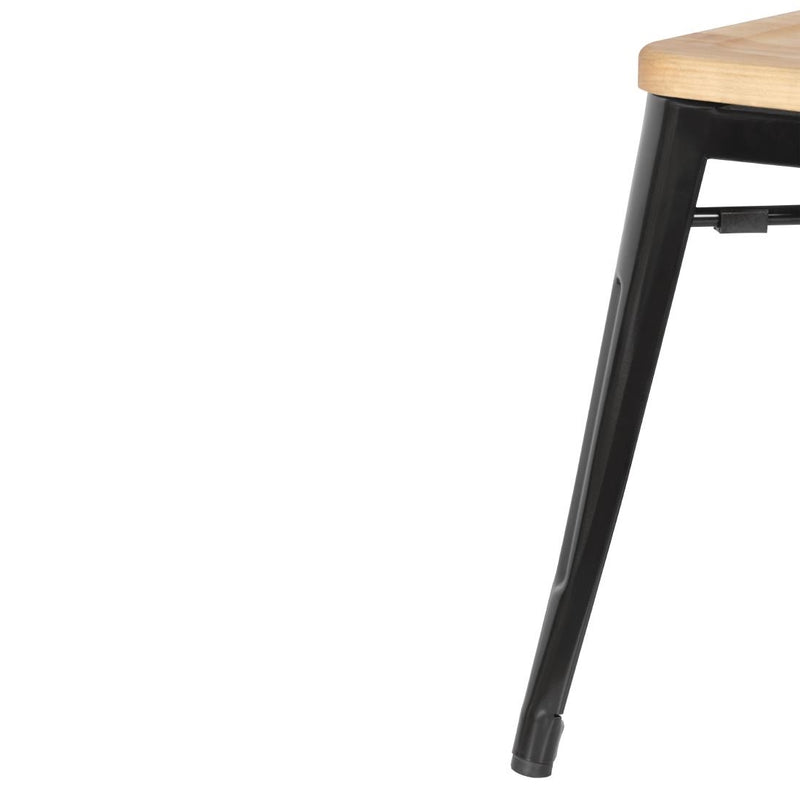 Bolero Bistro Low Stools with Wooden Seat Pad Black (Pack of 4)