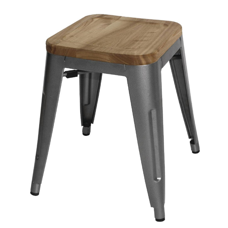 Bolero Bistro-Hocker mit Sitzpolster aus Holz, Gun Metal (4er-Pack)