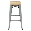 Bolero Bistro High Stools with Wooden Seat Pad Galvanised Steel (Pack of 4)