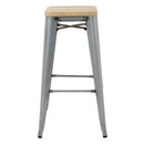 Bolero Bistro High Stools with Wooden Seat Pad Galvanised Steel (Pack of 4)