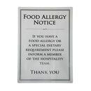 Vogue Brushed Steel Food Allergy Sign A4