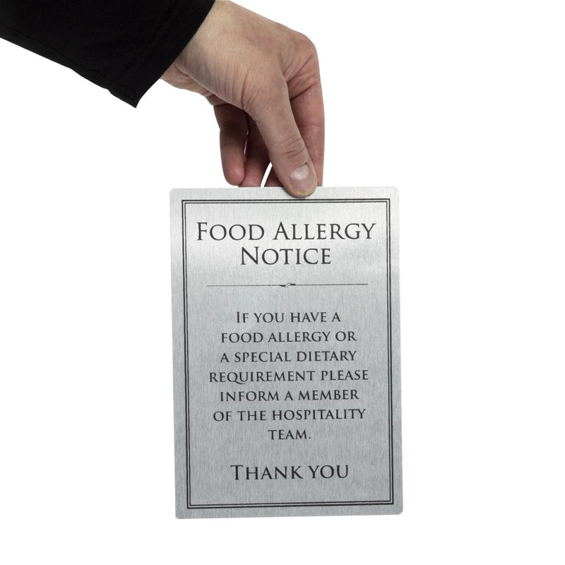 Vogue Brushed Steel Food Allergy Sign A5