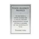 Vogue Brushed Steel Food Allergy Sign A5