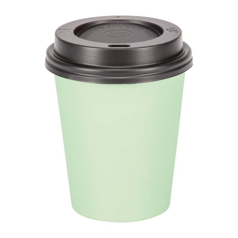 Fiesta Recyclable Coffee Cups Single Wall Turquoise 225ml / 8oz (Pack of 50)