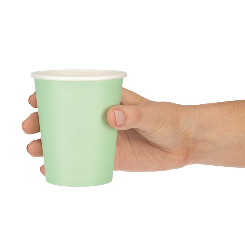 Fiesta Recyclable Coffee Cups Single Wall Turquoise 225ml / 8oz (Pack of 50)