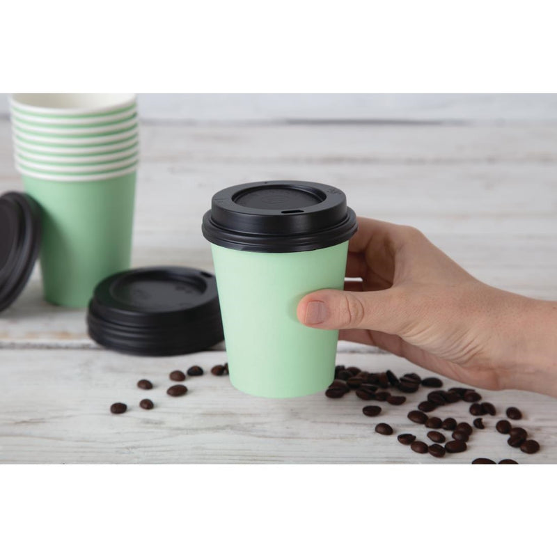 Fiesta Recyclable Coffee Cups Single Wall Turquoise 225ml / 8oz (Pack of 50)