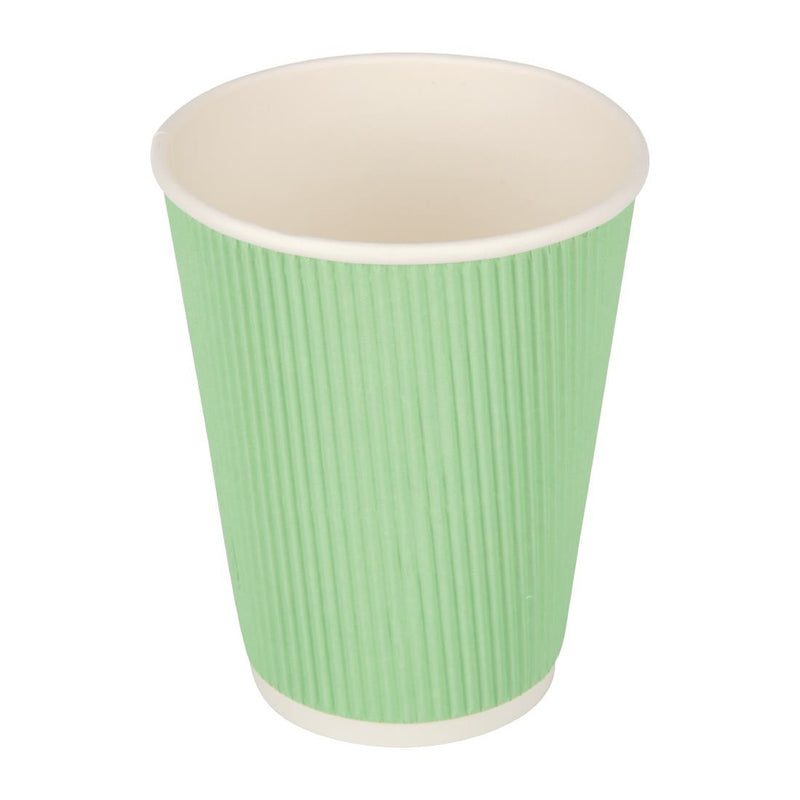 Fiesta Disposable Coffee Cups Ripple Wall Turquoise 340ml / 12oz (Pack of 25)