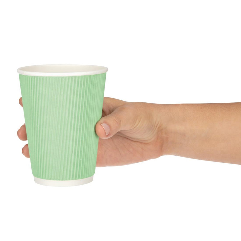 Fiesta Disposable Coffee Cups Ripple Wall Turquoise 340ml / 12oz (Pack of 25)