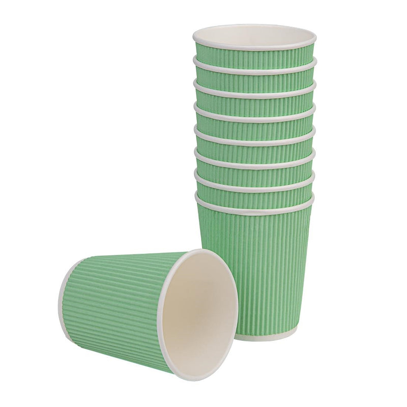 Fiesta Recyclable Coffee Cups Ripple Wall Turquoise 225ml / 8oz (Pack of 500)