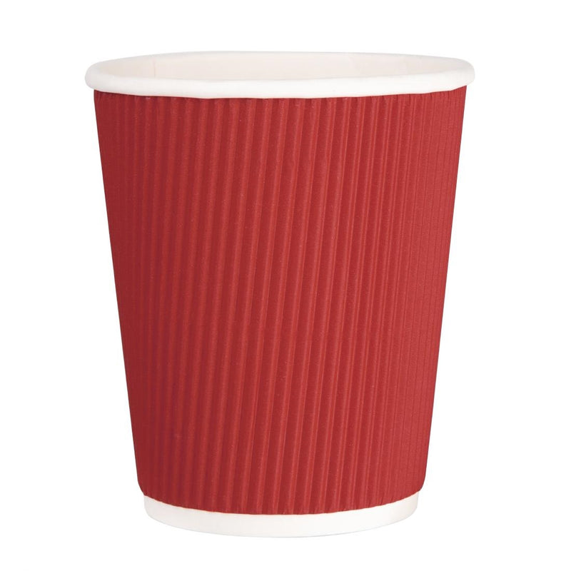 Fiesta Recyclable Coffee Cups Ripple Wall Red 225ml / 8oz (Pack of 25)