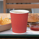Fiesta Recyclable Coffee Cups Ripple Wall Red 225ml / 8oz (Pack of 25)