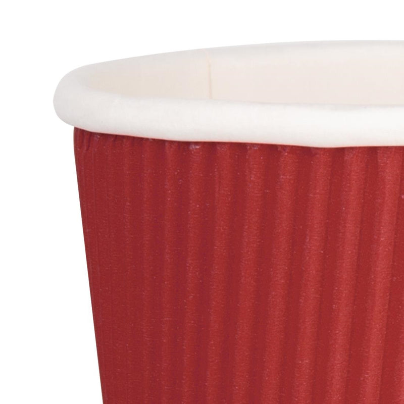 Fiesta Recyclable Coffee Cups Ripple Wall Red 225ml / 8oz (Pack of 25)