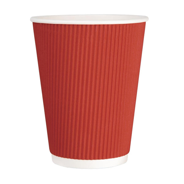 Fiesta Recyclable Coffee Cups Ripple Wall Red 340ml / 12oz (Pack of 25)