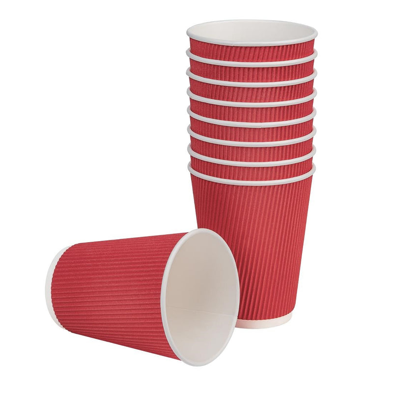 Fiesta Recyclable Coffee Cups Ripple Wall Red 340ml / 12oz (Pack of 25)