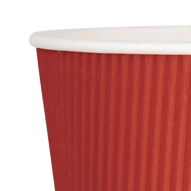 Fiesta Recyclable Coffee Cups Ripple Wall Red 340ml / 12oz (Pack of 25)