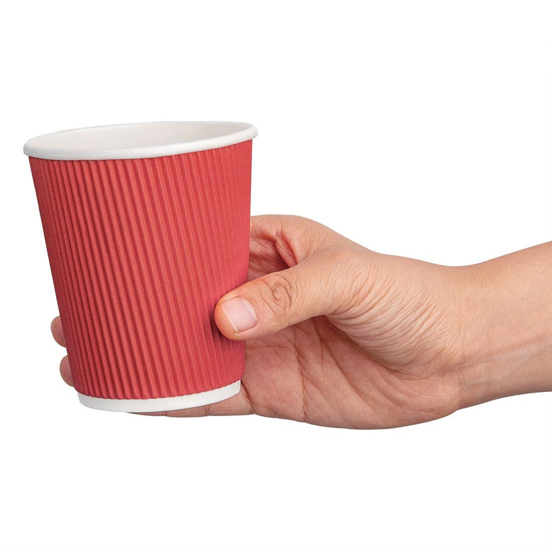 Fiesta Recyclable Coffee Cups Ripple Wall Red 225ml / 8oz (Pack of 500)