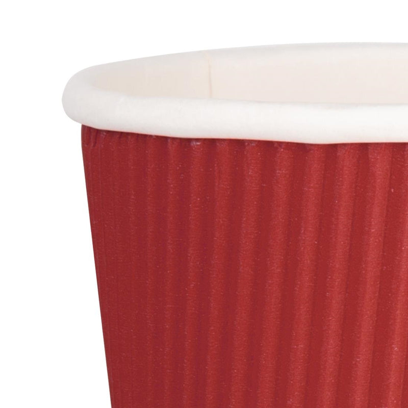 Fiesta Recyclable Coffee Cups Ripple Wall Red 225ml / 8oz (Pack of 500)