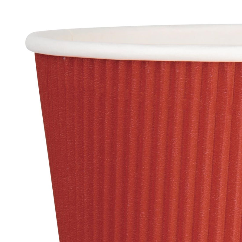 Fiesta Recyclable Coffee Cups Ripple Wall Red 340ml / 12oz (Pack of 500)