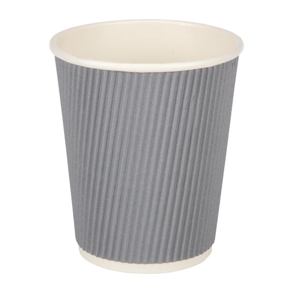 Fiesta Recyclable Coffee Cups Ripple Wall Charcoal 225ml / 8oz (Pack of 500)