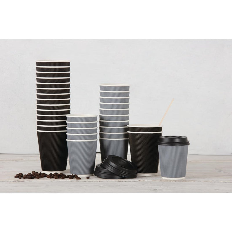 Fiesta Recycelbare Kaffeetassendeckel, Schwarz, 340 ml/12 oz und 455 ml/16 oz (1000 Stück)