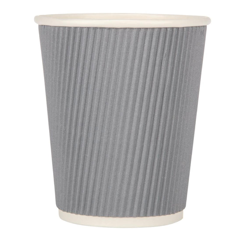 Fiesta Recyclable Coffee Cups Ripple Wall Charcoal 225ml / 8oz (Pack of 500)