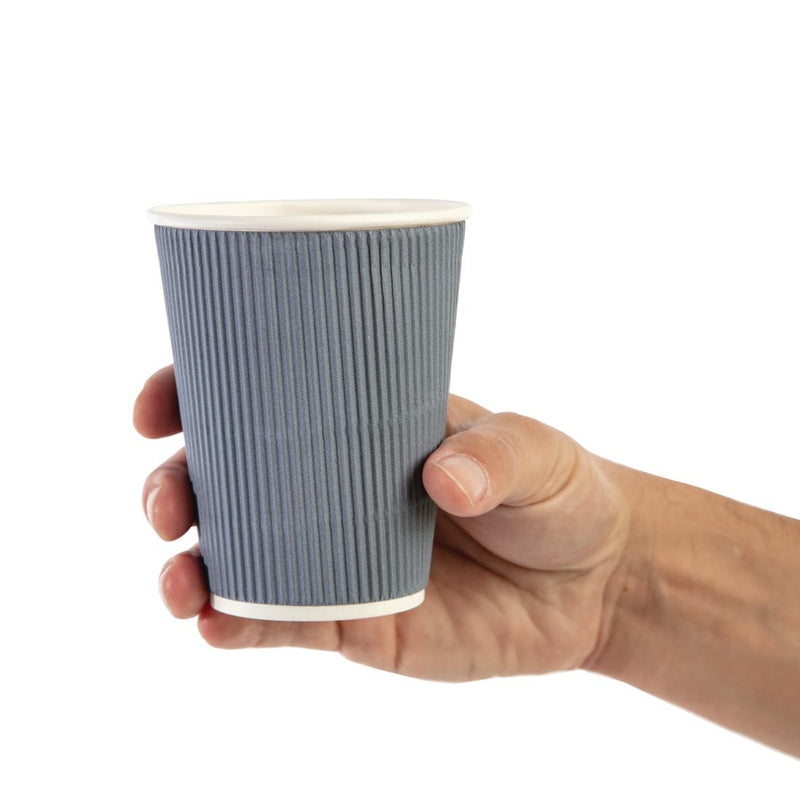 Fiesta Recyclable Coffee Cups Ripple Wall Charcoal 340ml / 12oz (Pack of 500)