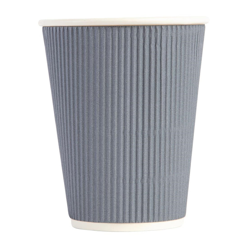 Fiesta Recyclable Coffee Cups Ripple Wall Charcoal 340ml / 12oz (Pack of 25)