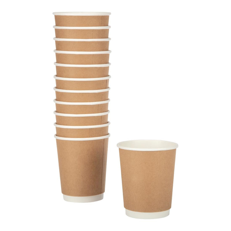 Fiesta Recyclable Coffee Cups Double Wall Kraft 225ml / 8oz (Pack of 500)